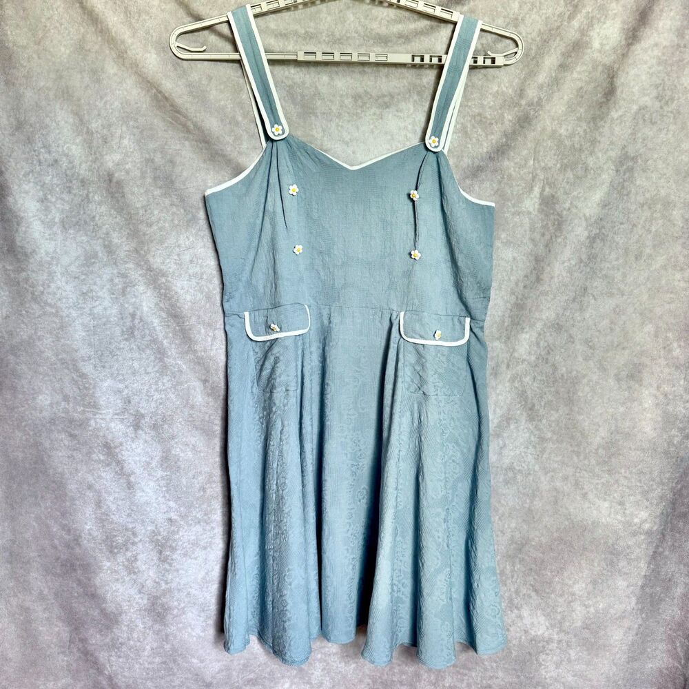 Unique Vintage sundress NEW womens 3X blue textured daisy retro cottagecore
